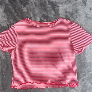 XS red/white striped crop top shirt NEVER WORN!